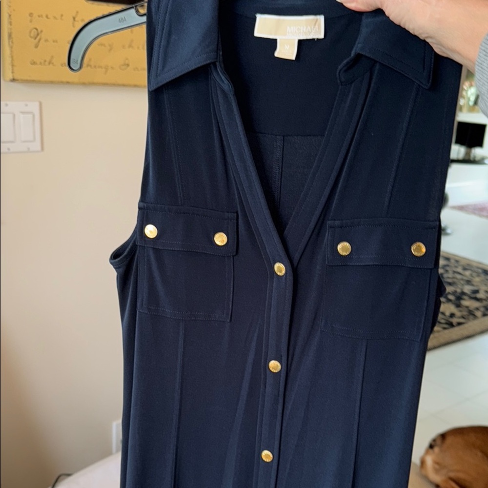 Elegant Navy Sleeveless Dress